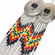 Load image into Gallery viewer, Desert Skies Large Statement Earrings - Silver Sunset Red