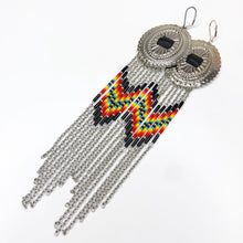 Load image into Gallery viewer, Desert Skies Large Statement Earrings - Silver Sunset Red