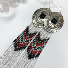 Load image into Gallery viewer, Autumn Embers Statement Earrings - Rust/Sand/Silver