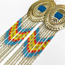 Load image into Gallery viewer, Neon Dreams Large Statement Earrings - Blue & Red