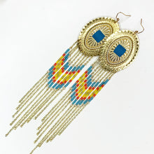 Load image into Gallery viewer, Neon Dreams Large Statement Earrings - Blue & Red