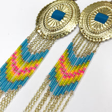 Load image into Gallery viewer, Neon Dreams Large Statement Earrings - Blue & Pink