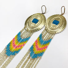 Load image into Gallery viewer, Neon Dreams Large Statement Earrings - Blue & Pink