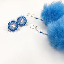 Load image into Gallery viewer, 3 in 1 Pom Pom Earrings - Blue