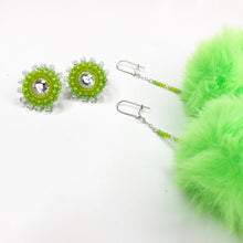 Load image into Gallery viewer, 3 in 1 Pom Pom Earrings - Green
