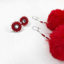 Load image into Gallery viewer, 3 in 1 Pom Pom Earrings - Red