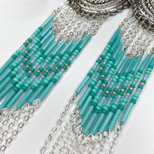 Load image into Gallery viewer, Winter's Wonder Statement Earrings - Silver/Mint