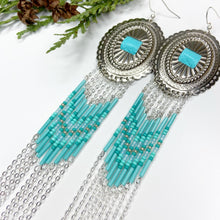 Load image into Gallery viewer, Winter's Wonder Statement Earrings - Silver/Mint