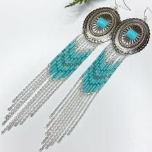 Load image into Gallery viewer, Winter's Wonder Statement Earrings - Silver/Mint