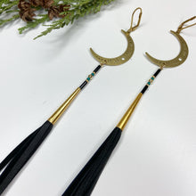 Load image into Gallery viewer, Winter's Wonder Crescent Moon Tassel Earrings