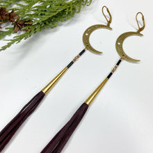 Load image into Gallery viewer, Winter's Wonder Crescent Moon Tassel Earrings