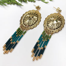 Load image into Gallery viewer, Winter Reflections Concho Beaded Earrings