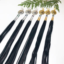 Load image into Gallery viewer, Winter Reflections Leather Tassel Earrings