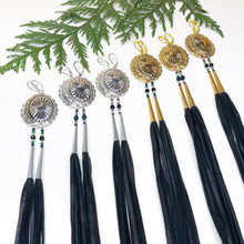 Load image into Gallery viewer, Winter Reflections Leather Tassel Earrings