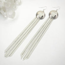 Load image into Gallery viewer, White Leather Fringe Earrings