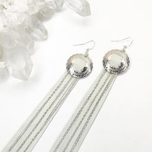 Load image into Gallery viewer, White Leather Fringe Earrings