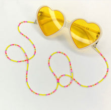 Load image into Gallery viewer, Rainbow Bliss Mask with 4 in 1 Beaded lanyard - Bright Yellow