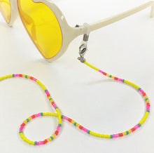 Load image into Gallery viewer, Rainbow Bliss Mask with 4 in 1 Beaded lanyard - Bright Yellow