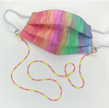 Load image into Gallery viewer, Rainbow Bliss Mask with 4 in 1 Beaded lanyard - Bright Yellow