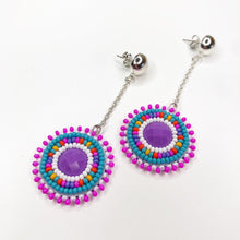 Load image into Gallery viewer, Bright Side Drop Earrings - Purple Centre