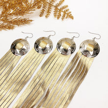 Load image into Gallery viewer, Disco Fringe Leather Earrings - Metallic Gold