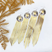 Load image into Gallery viewer, Disco Fringe Leather Earrings - Metallic Gold