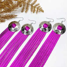 Load image into Gallery viewer, Disco Fringe Leather Earrings - Metallic Pink