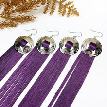Load image into Gallery viewer, Disco Fringe Leather Earrings - Metallic Purple