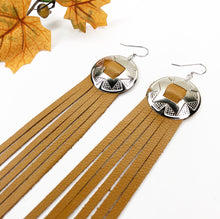 Load image into Gallery viewer, Fall Fringe Leather Earrings - Burnt Mustard