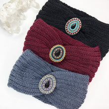 Load image into Gallery viewer, Serenity Knit Headbands with Beaded Brooch