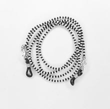 Load image into Gallery viewer, Black Paisley Mask with 4 in 1 Beaded lanyard - Mod Black & White