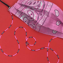 Load image into Gallery viewer, Pink Paisley Mask with 4 in 1 Beaded lanyard - Mod Pink