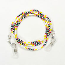 Load image into Gallery viewer, Yellow Paisley Mask with 4 in 1 Beaded lanyard - Mod White