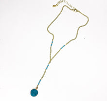 Load image into Gallery viewer, Turquoise Faux Druzy Pendant on Gold chain with Turquoise Beaded Accents