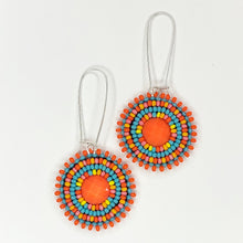 Load image into Gallery viewer, Neon Nirvana Drop Earrings - Orange Centre