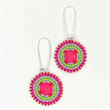 Load image into Gallery viewer, Neon Nirvana Drop Earrings - Pink Centre