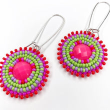 Load image into Gallery viewer, Neon Nirvana Drop Earrings - Pink Centre