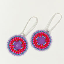 Load image into Gallery viewer, Neon Nirvana Drop Earrings - Purple Centre