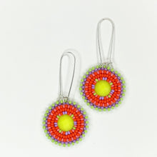 Load image into Gallery viewer, Neon Nirvana Drop Earrings - Yellow Centre