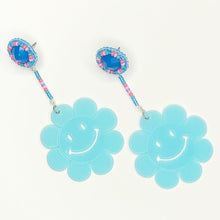 Load image into Gallery viewer, Neon Nirvana 3 in 1 Flower Power Earrings - Blue