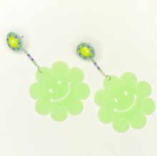 Load image into Gallery viewer, Neon Nirvana 3 in 1 Flower Power Earrings - Green