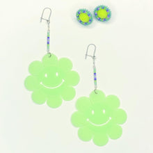 Load image into Gallery viewer, Neon Nirvana 3 in 1 Flower Power Earrings - Green