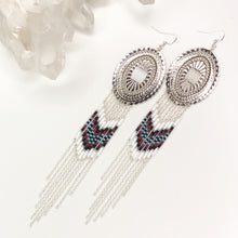 Load image into Gallery viewer, Revival Statement Earrings - White & Silver