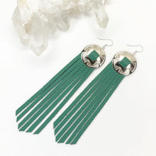 Load image into Gallery viewer, Serenity Fringe Leather Earrings - Sea Green