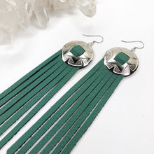 Load image into Gallery viewer, Serenity Fringe Leather Earrings - Sea Green
