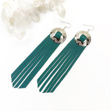 Load image into Gallery viewer, Serenity Fringe Leather Earrings - Ocean Teal