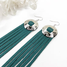 Load image into Gallery viewer, Serenity Fringe Leather Earrings - Ocean Teal