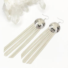 Load image into Gallery viewer, Serenity Fringe Leather Earrings - Pearl White