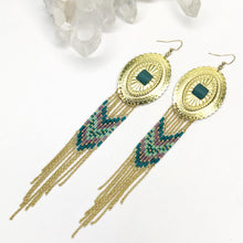 Load image into Gallery viewer, Serenity Statement Earrings - Gold & Green