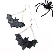 Load image into Gallery viewer, Spells & Spirits Leather Bat Earrings